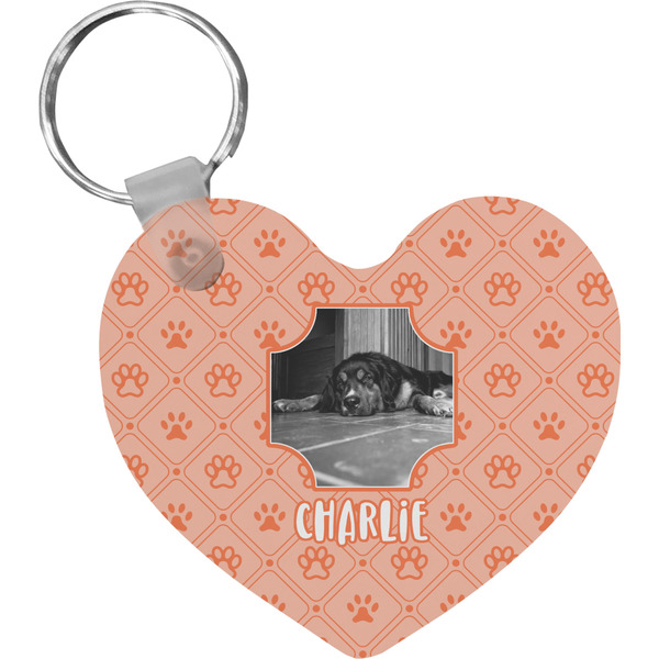Custom Pet Photo Heart Plastic Keychain