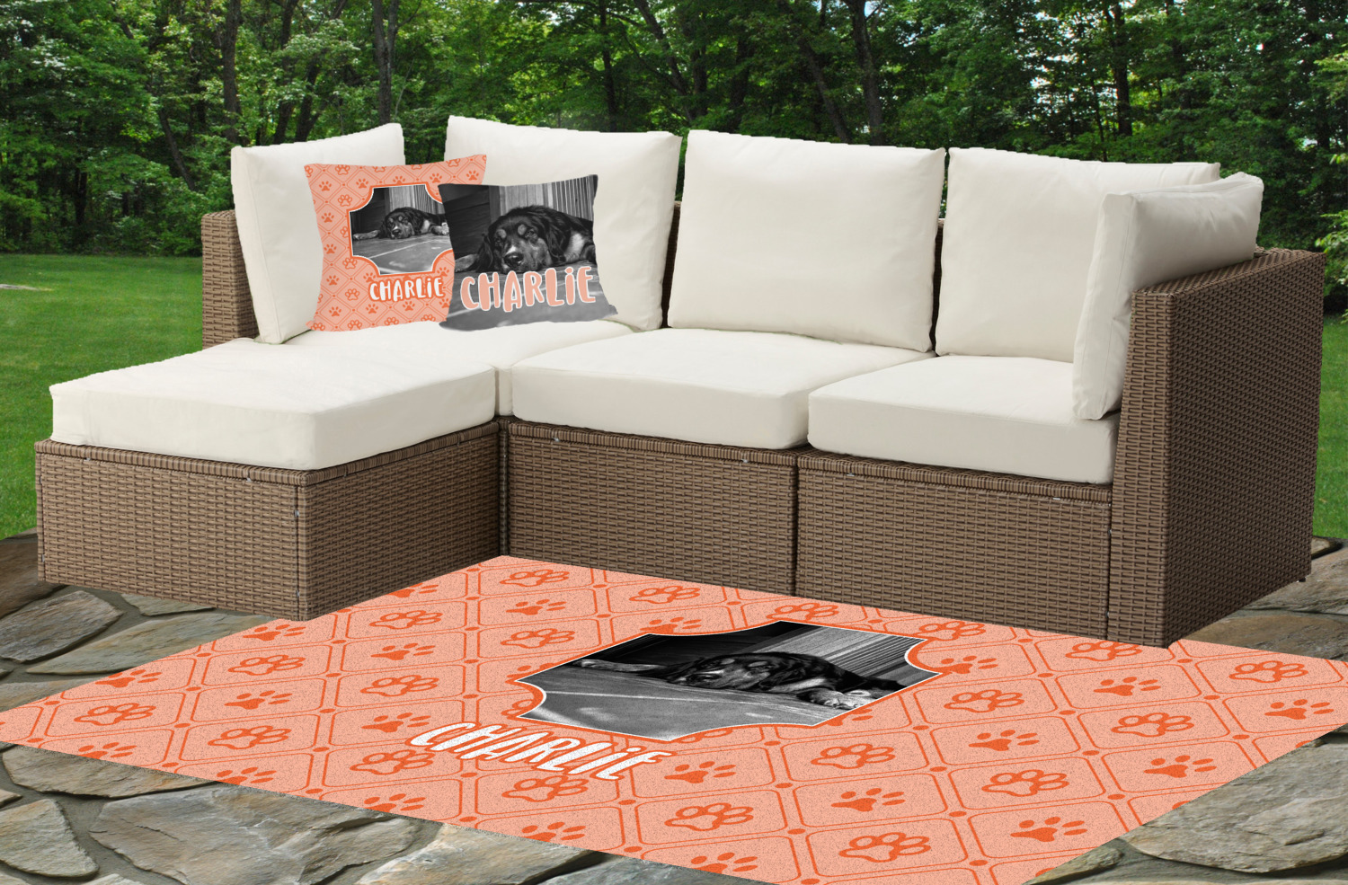 Custom Pet Photo Indoor / Outdoor Rug Custom Size (Personalized