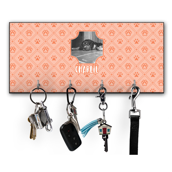 Custom Pet Photo Key Hanger w/ 4 Hooks w/ Graphics and Text