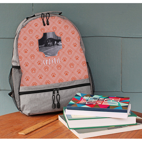 Pet Photo Large Backpack - Gray - On Desk