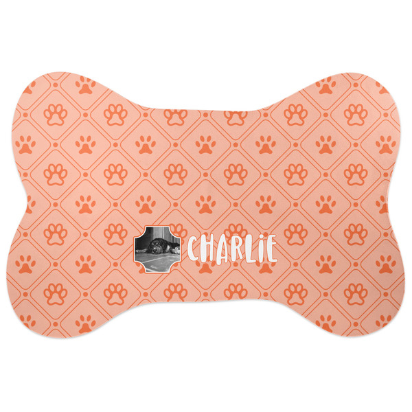 Custom Pet Photo Bone Shaped Dog Food Mat (Personalized)