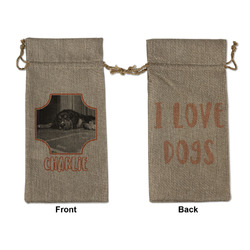 Pet Photo Large Burlap Gift Bag - Front & Back