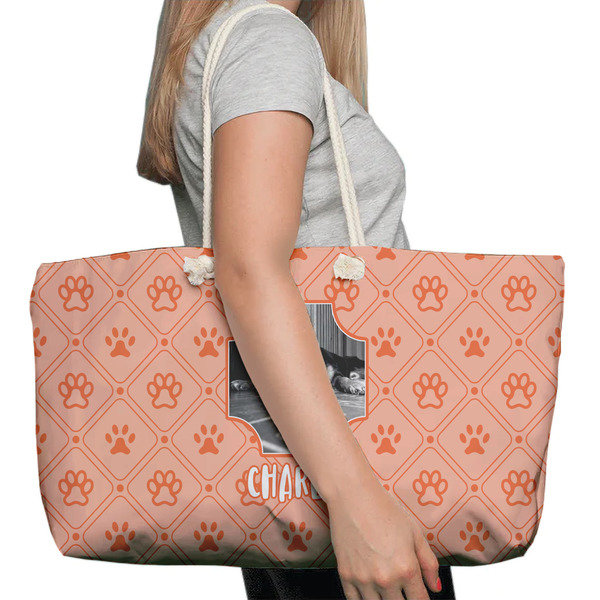 Pet Photo Large Rope Tote Bag - In Context View