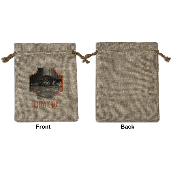 Pet Photo Medium Burlap Gift Bag - Front Approval
