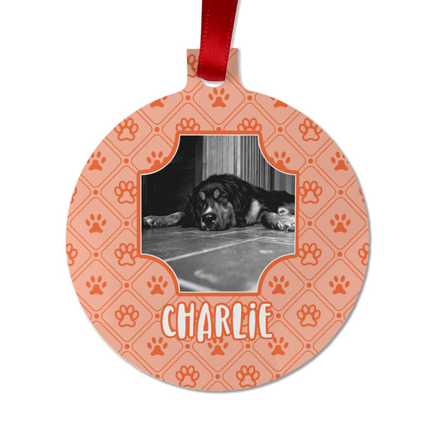 Pet Photo Metal Ball Ornament - Front