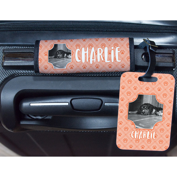 Pet Photo Metal Luggage Tag & Handle Wrap - In Context