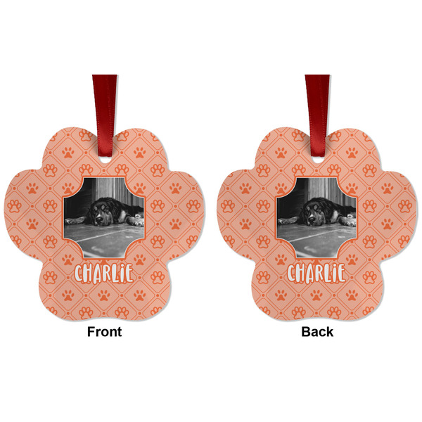 Pet Photo Metal Paw Ornament - Front and Back