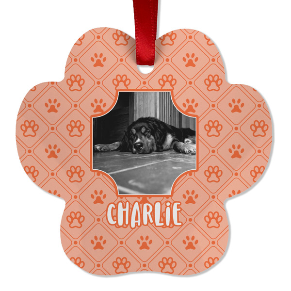 Custom Pet Photo Metal Paw Ornament - Double Sided