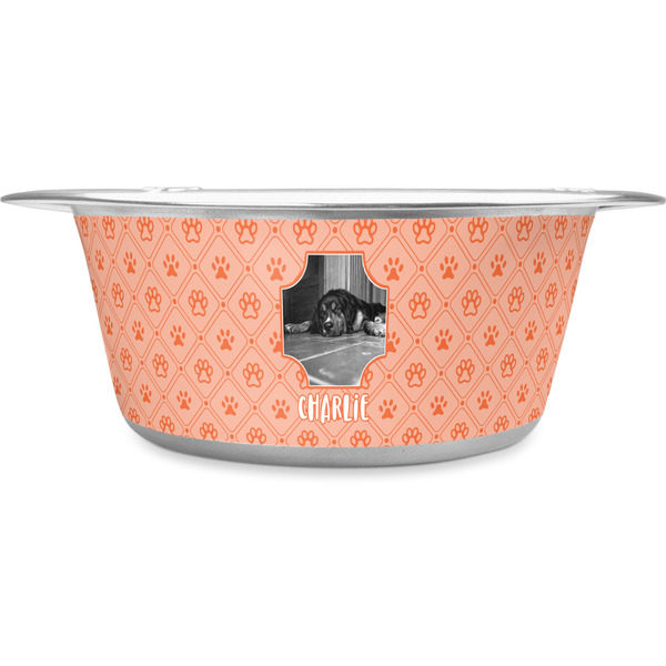 Custom Pet Photo Stainless Steel Dog Bowl - Large (Personalized)
