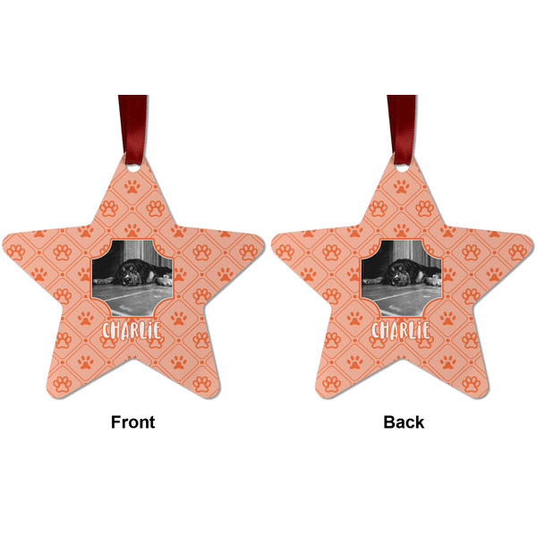 Pet Photo Metal Star Ornament - Front and Back