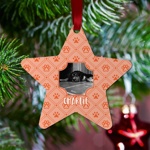 Pet Photo Metal Star Ornament - Lifestyle