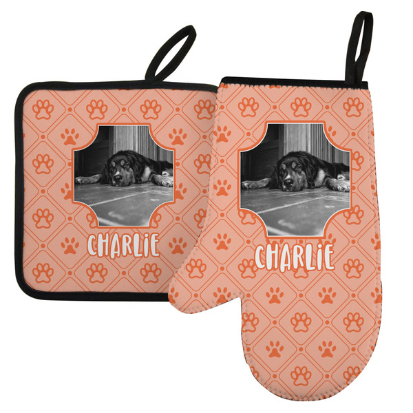 Custom Pet Photo Left Oven Mitt & Pot Holder Set