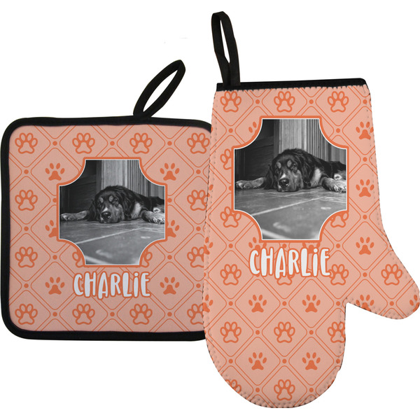 Custom Pet Photo Right Oven Mitt & Pot Holder Set