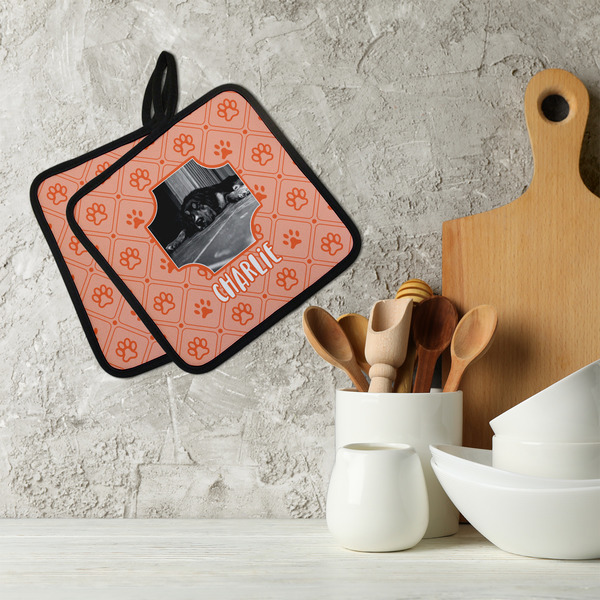 Pet Photo Neoprene Pot Holder - Set of 2  LIFESTYLE