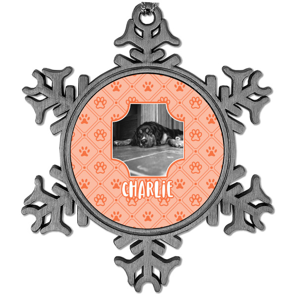 Custom Pet Photo Vintage Snowflake Ornament