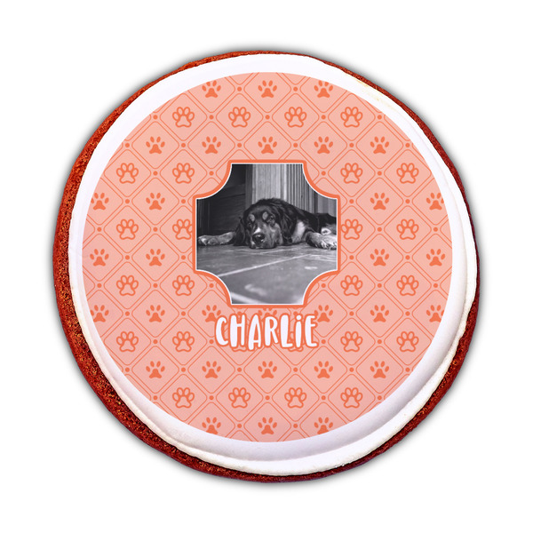 Pet Photo Printed Icing Circle - Medium - On Cookie