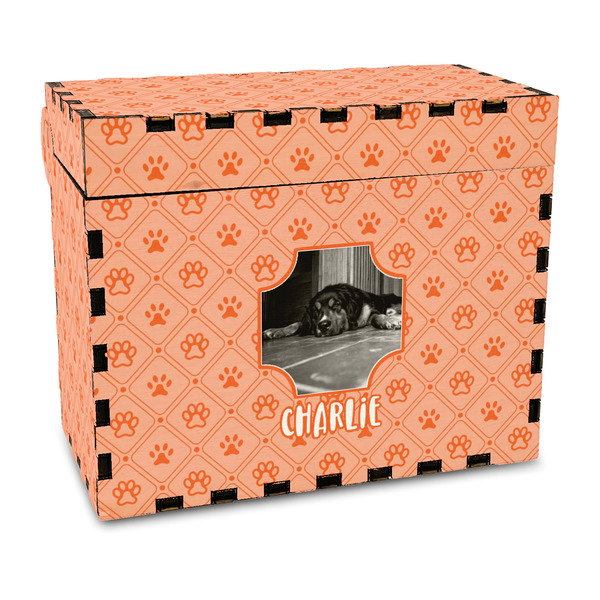 Custom Pet Photo Wood Recipe Box - Full Color Print