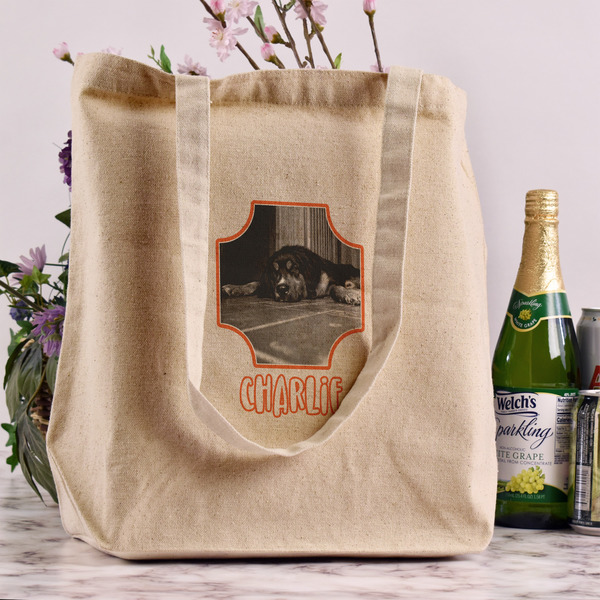 Pet Photo Reusable Cotton Grocery Bag - In Context