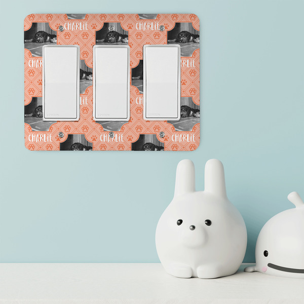 Pet Photo Rocker Light Switch Covers - Triple - IN CONTEXT