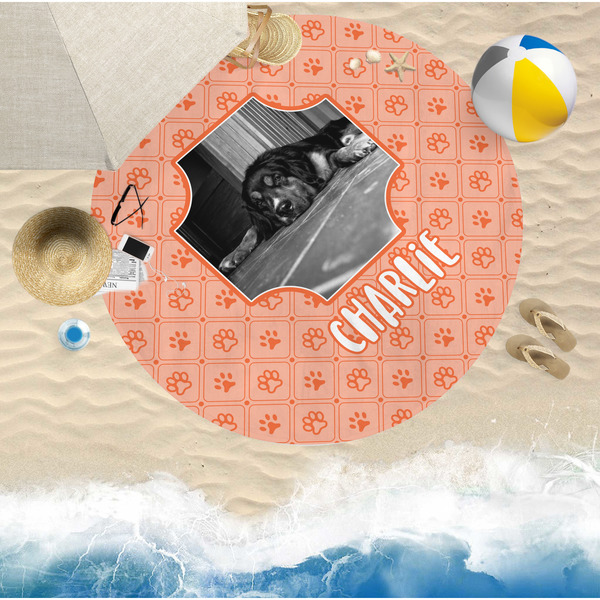 Pet Photo Round Beach Towel Lifestyle