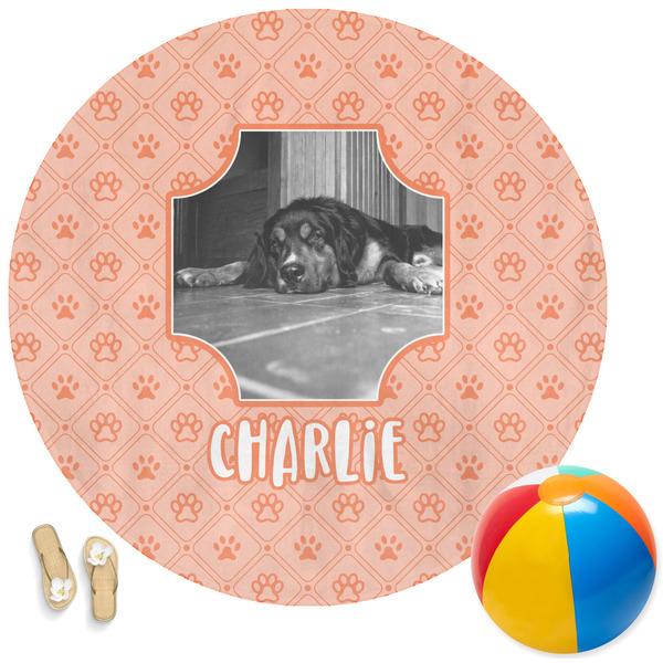 Custom Pet Photo Round Beach Towel (Personalized)