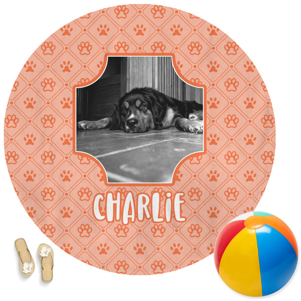 Custom Pet Photo Round Beach Towel (Personalized)
