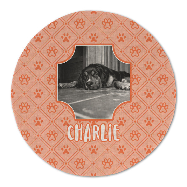 Custom Pet Photo Round Linen Placemat - Single Sided