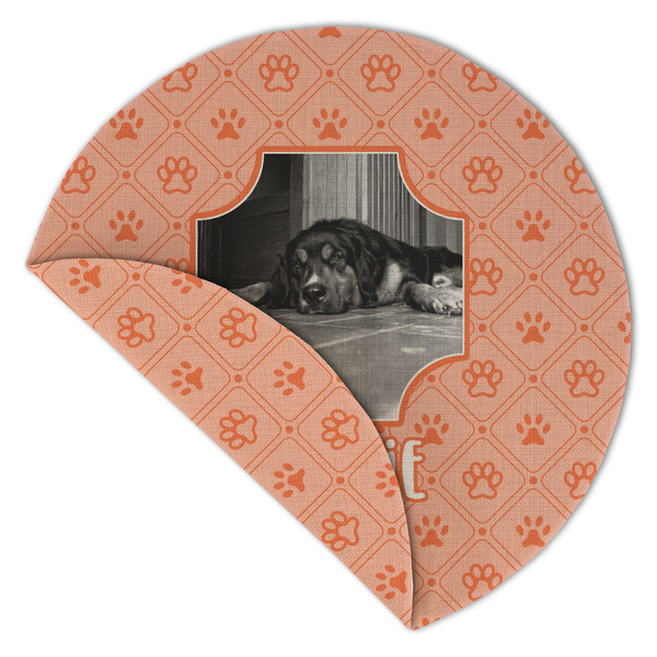 Pet Photo Round Linen Placemats - Front (folded corner double sided)