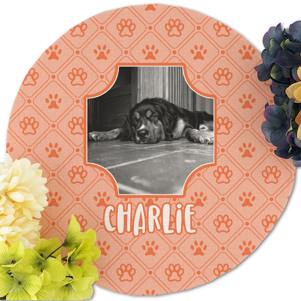 Pet Photo Round Linen Placemats - Front (w flowers)