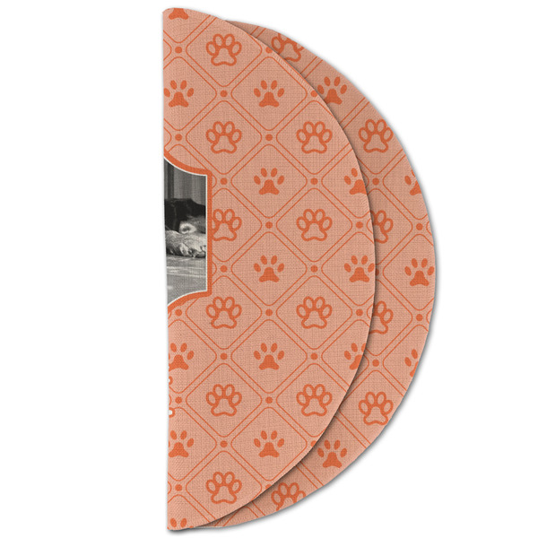 Pet Photo Round Linen Placemats - HALF FOLDED (double sided)