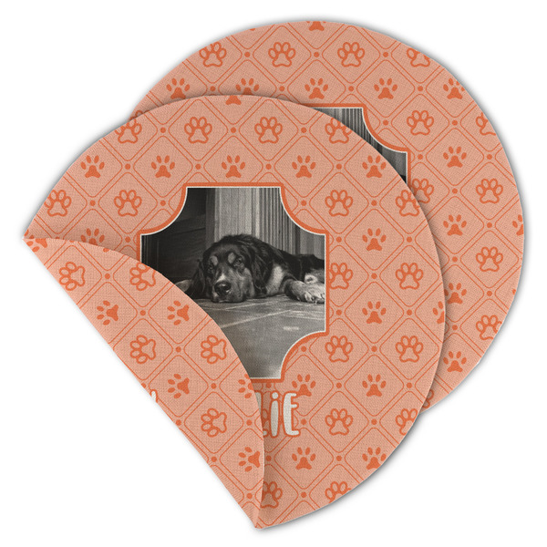 Custom Pet Photo Round Linen Placemat - Double Sided