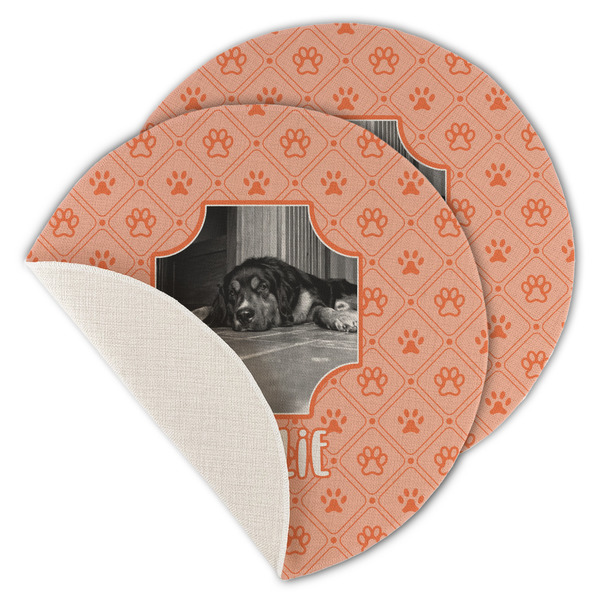 Custom Pet Photo Round Linen Placemat - Single Sided - Set of 4