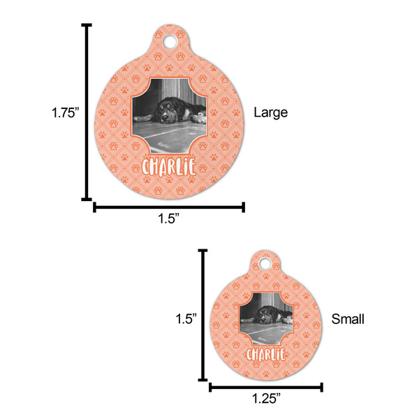 Pet Photo Round Pet ID Tag - Large - Comparison Scale