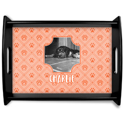Pet Photo Black Wooden Tray - Large (Personalized)
