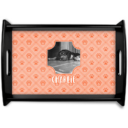 Pet Photo Black Wooden Tray - Small (Personalized)