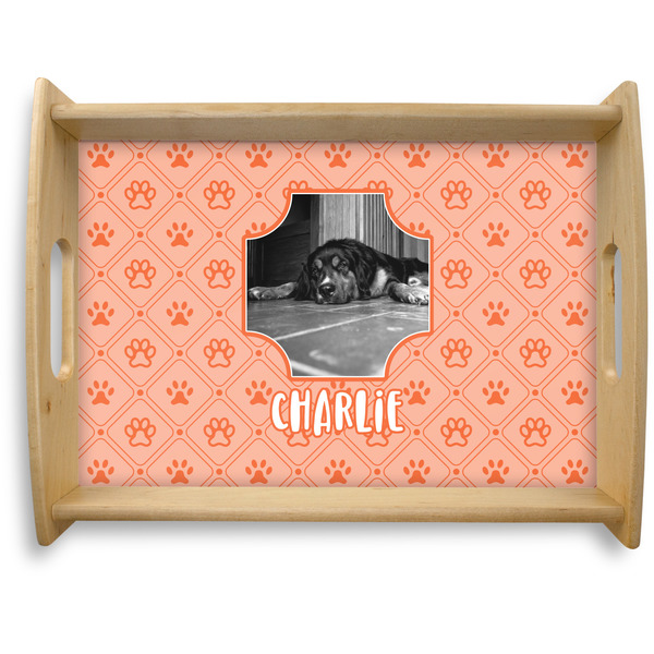 Custom Pet Photo Natural Wooden Tray - Large (Personalized)