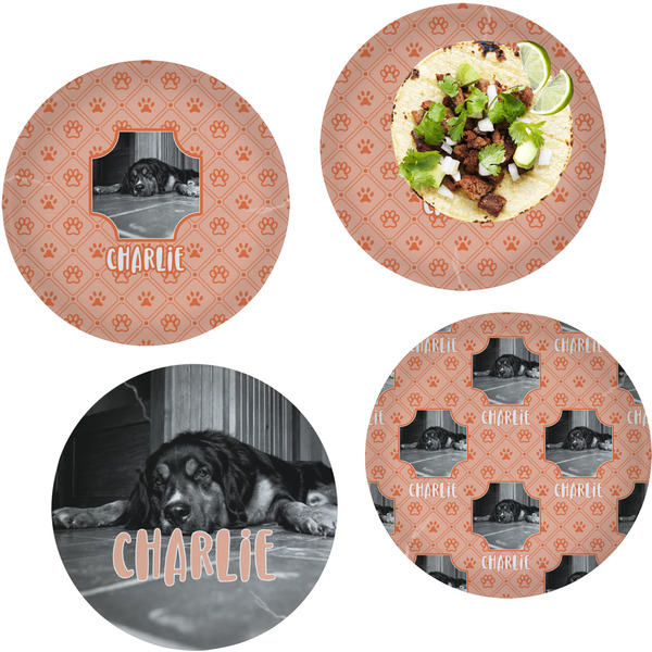 Custom Pet Photo Set of 4 Glass Lunch / Dinner Plate 10" (Personalized)