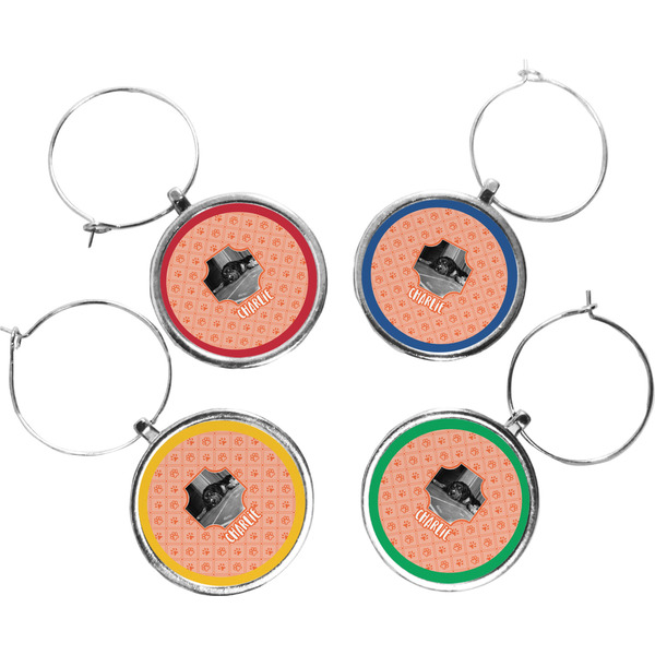 Custom Pet Photo Wine Charms (Set of 4) (Personalized)