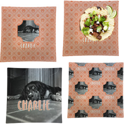 Pet Photo Set of 4 Glass Square Lunch / Dinner Plate 9.5" (Personalized)
