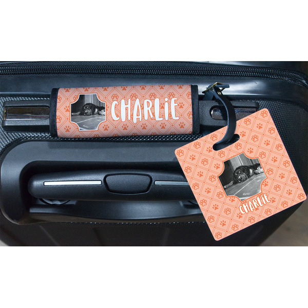 Pet Photo Square Luggage Tag & Handle Wrap - In Context