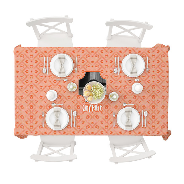 Pet Photo Tablecloths (58"x102") - TOP VIEW (with plates)