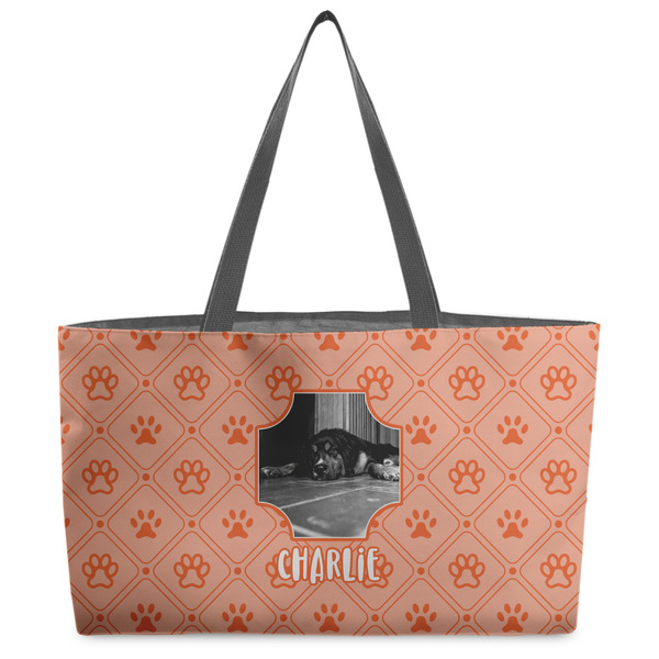 Custom Pet Photo Beach Totes Bag - w/ Black Handles