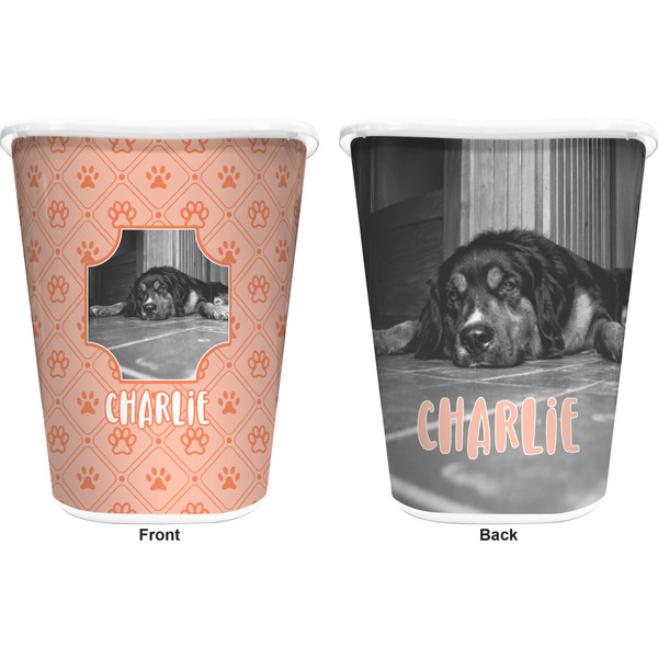 Pet Photo Trash Can White - Front and Back - Apvl