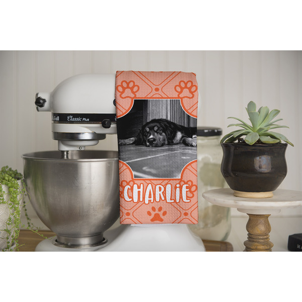 Pet Photo Waffle Weave Towel - Full Color Print - Lifestyle Image