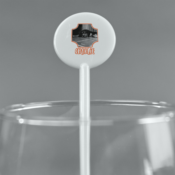 Pet Photo White Plastic 5.5" Stir Stick - Round - Main