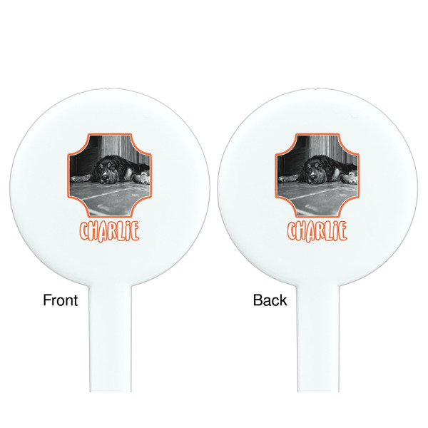 Pet Photo White Plastic 7" Stir Stick - Double Sided - Round - Front & Back