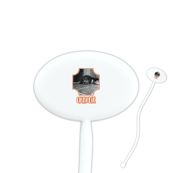 Custom Pet Photo 7" Oval Plastic Stir Sticks - White - Single Sided