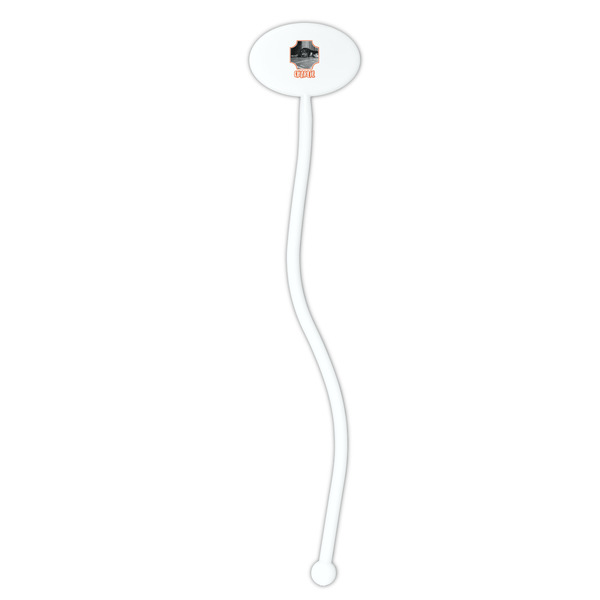 Pet Photo White Plastic 7" Stir Stick - Oval - Single Stick