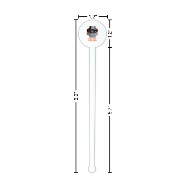 Pet Photo White Plastic 7" Stir Stick - Round - Dimensions