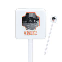 Pet Photo Square Plastic Stir Sticks - Single Sided